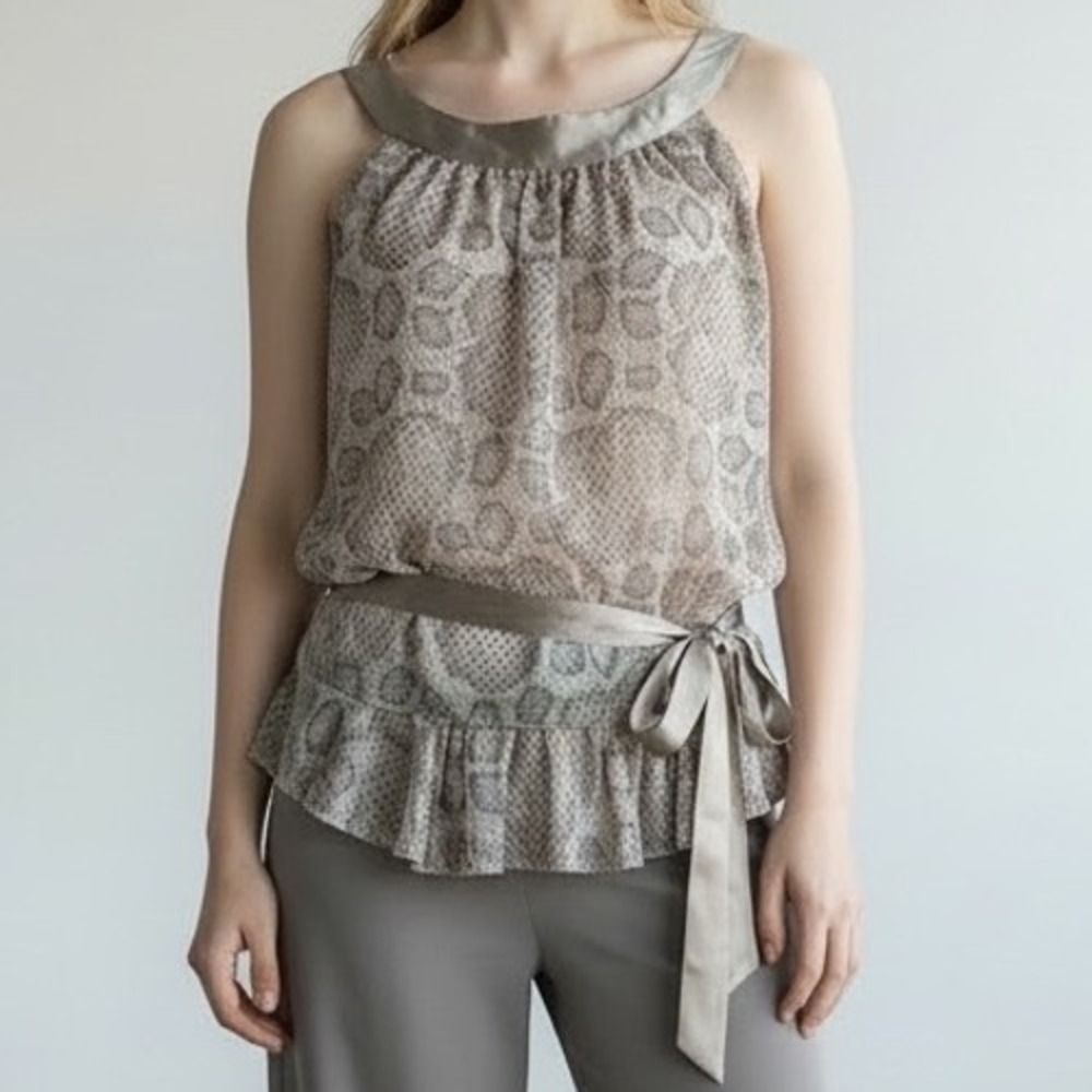 Vintage Alexia Admor‎ NY Womens Snake Print Sleeveless Top Open Back M Partycore